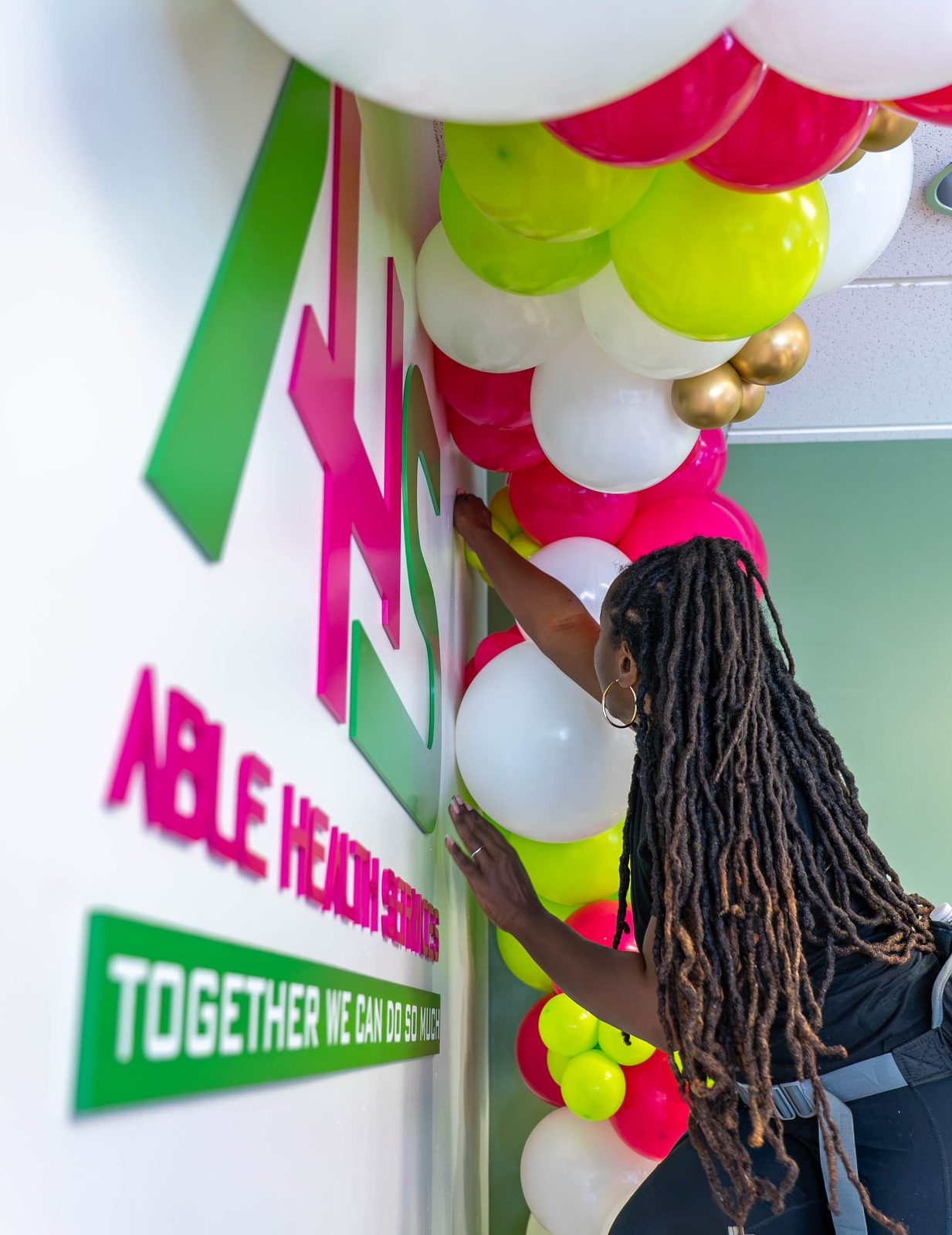 Able Health Services grand opening branding detail in Hanover, Maryland — Creative Motion Events