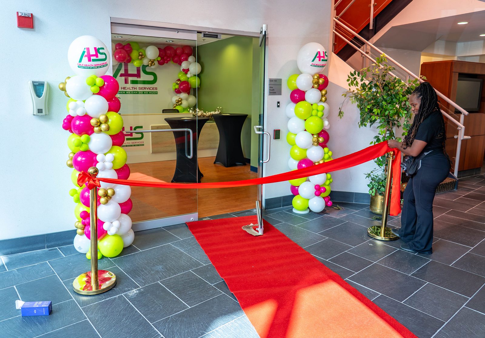 Able Health Services grand opening branding detail in Hanover, Maryland — Creative Motion Events