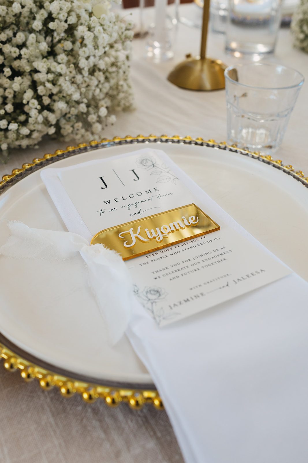 Jazmine and Jaleesa engagement dinner banquet table design in Maryland — Creative Motion Events