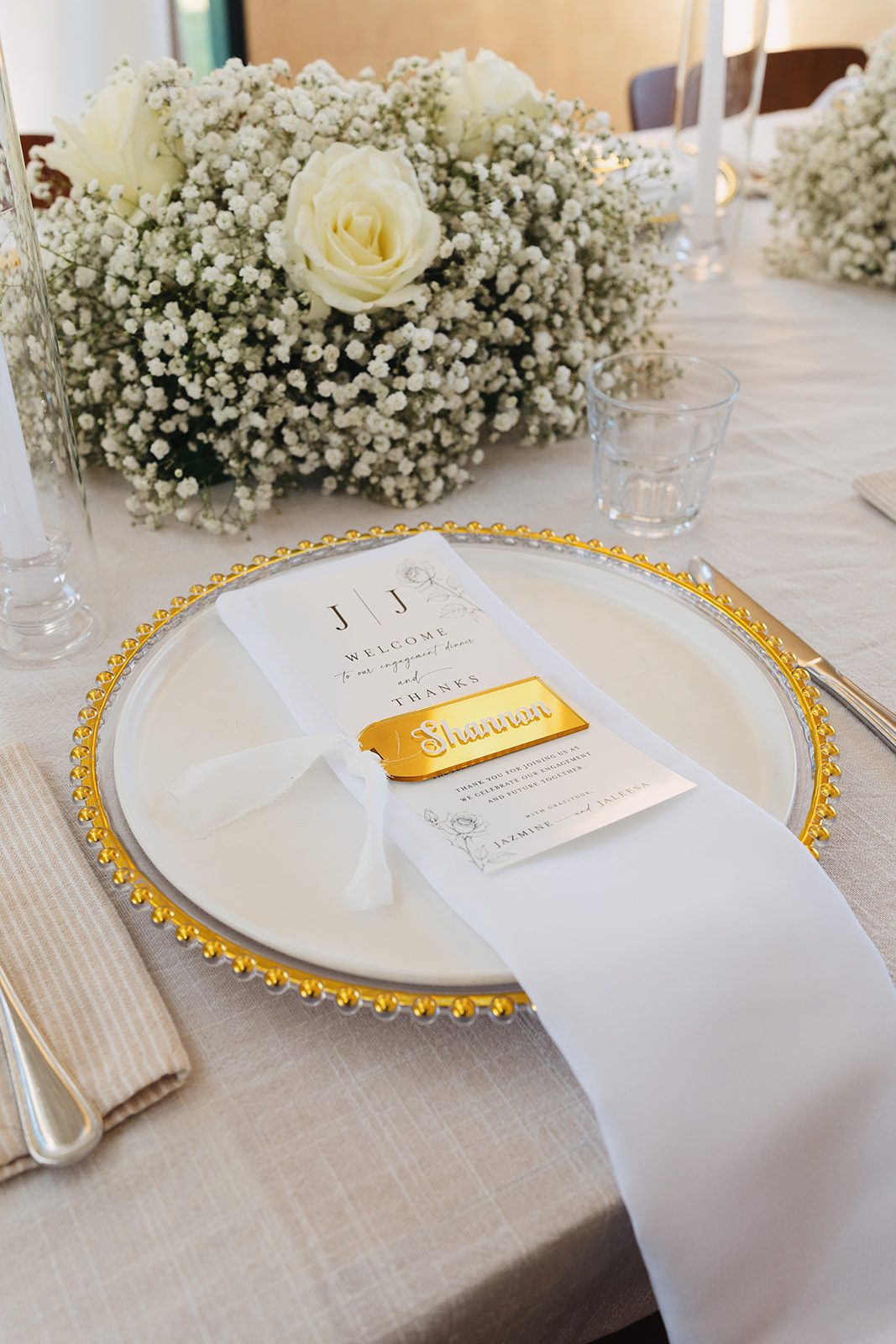 Jazmine and Jaleesa engagement dinner floral centerpiece in Maryland — Creative Motion Events