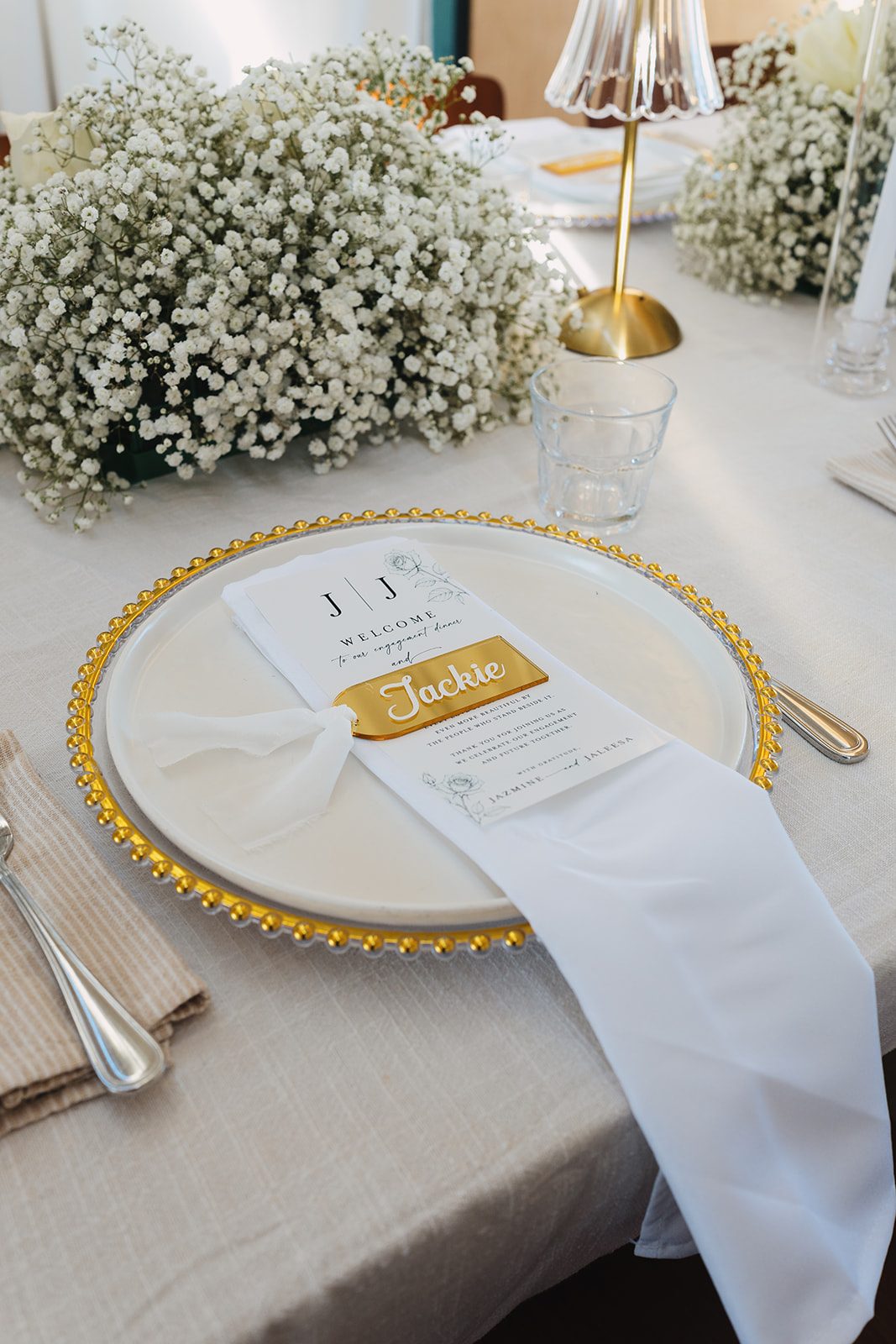 Jazmine and Jaleesa engagement dinner lounge seating vignette in Maryland — Creative Motion Events