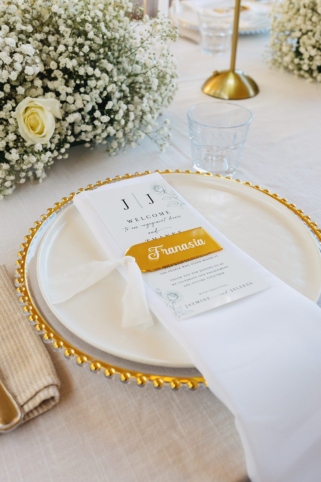 Jazmine and Jaleesa engagement dinner candlelit reception décor in Maryland — Creative Motion Events