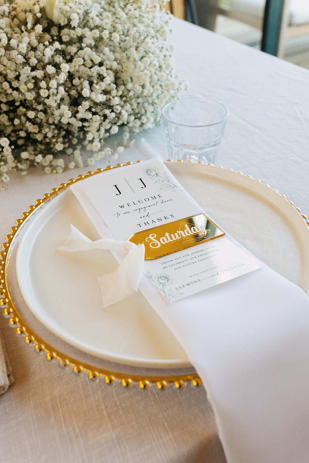 Jazmine and Jaleesa engagement dinner floral centerpiece in Maryland — Creative Motion Events