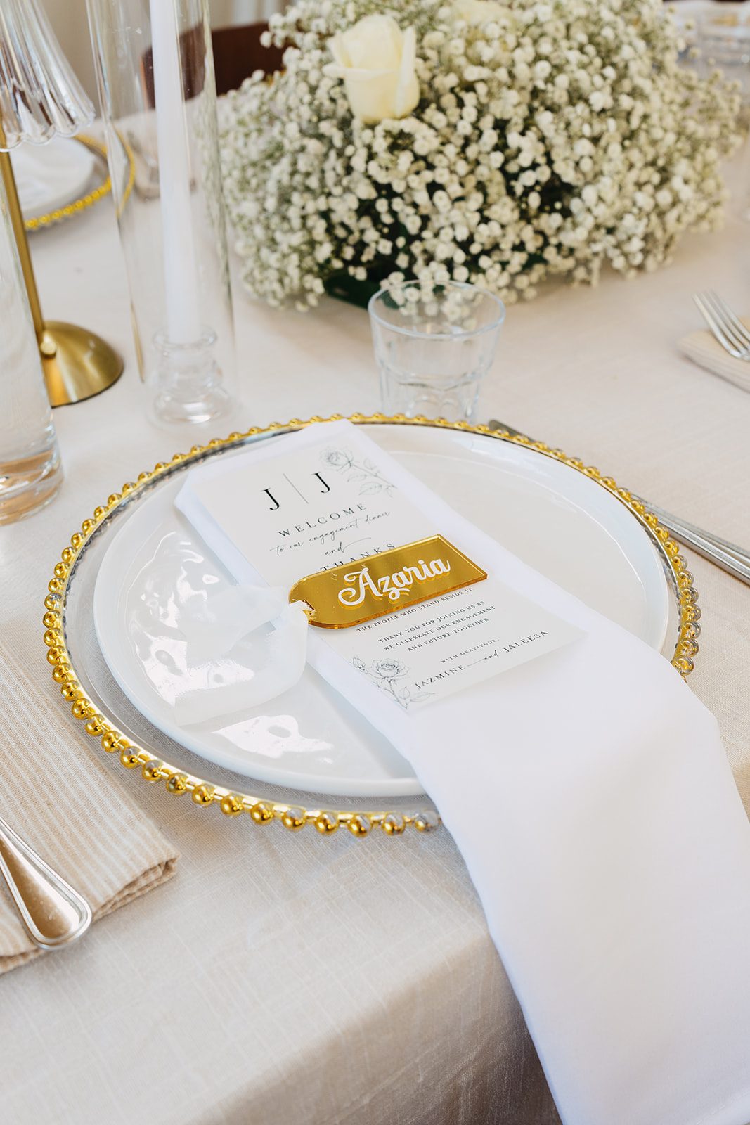Jazmine and Jaleesa engagement dinner reception styling in Maryland — Creative Motion Events