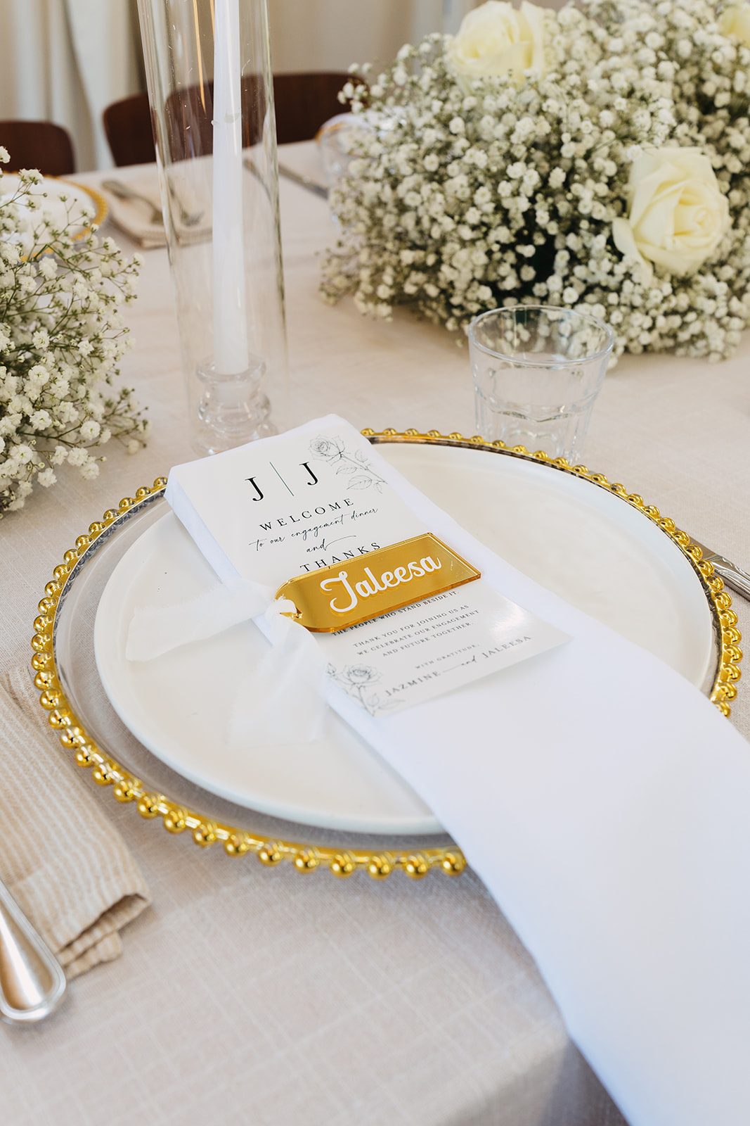 Jazmine and Jaleesa engagement dinner intimate celebration décor in Maryland — Creative Motion Events