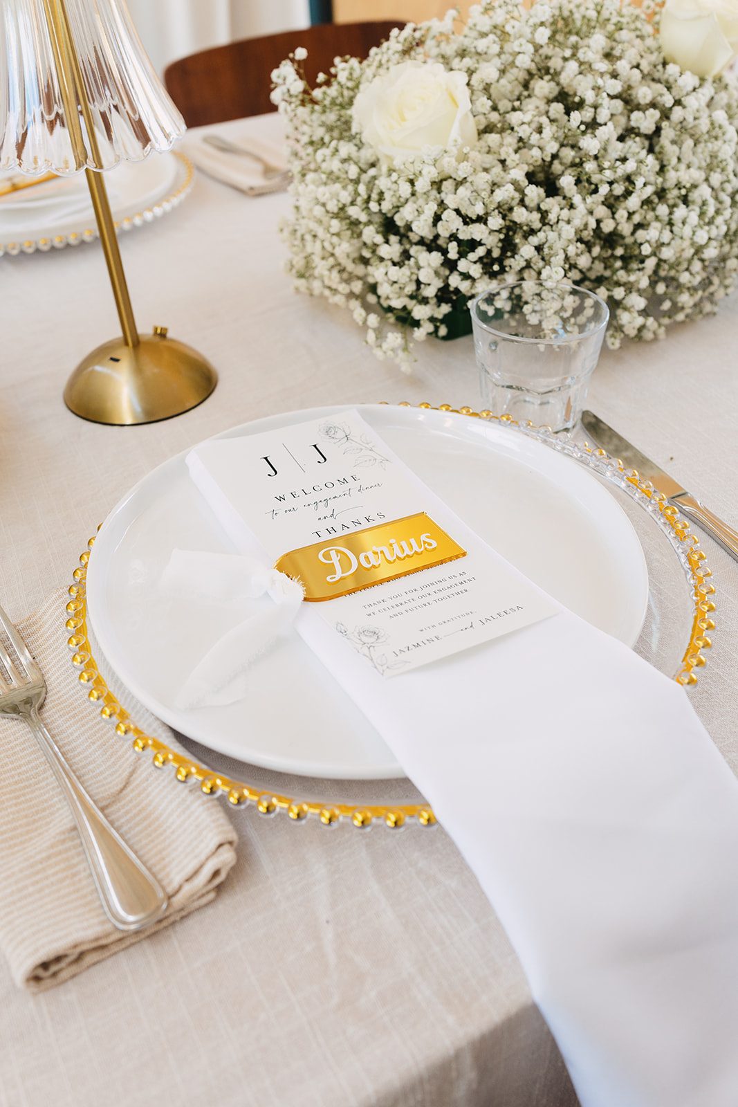 Jazmine and Jaleesa engagement dinner candlelit reception décor in Maryland — Creative Motion Events