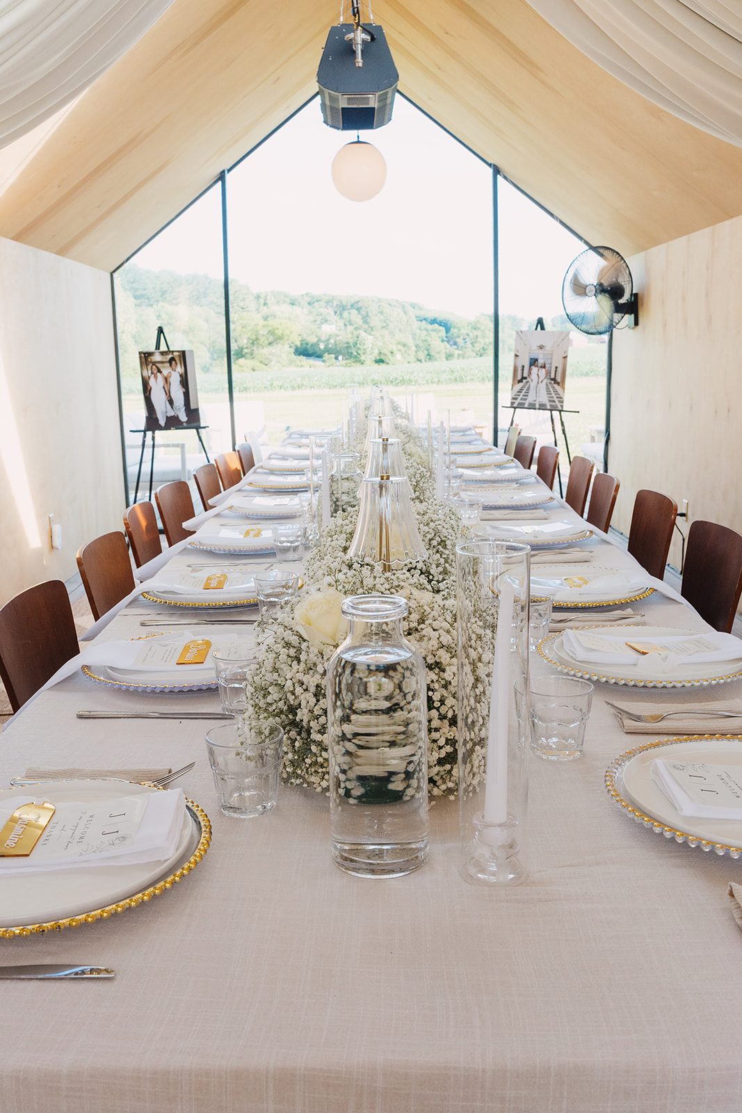 Jazmine and Jaleesa engagement dinner elegant place cards in Maryland — Creative Motion Events