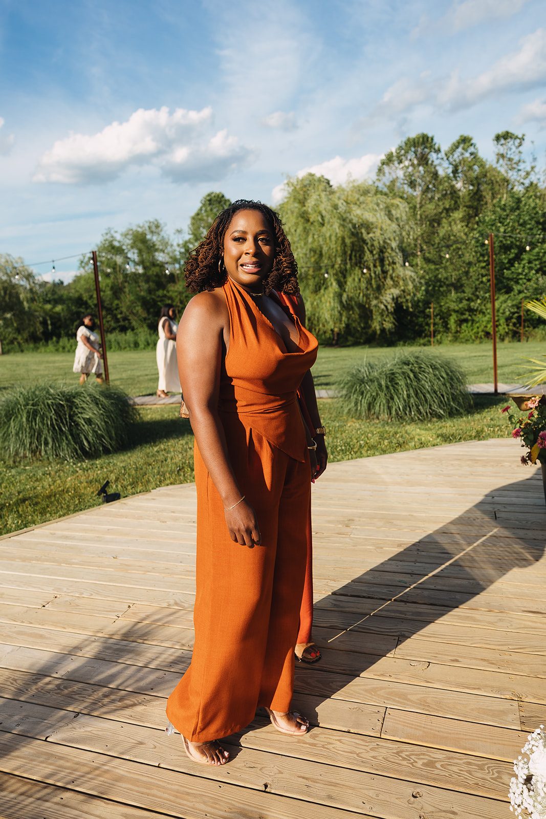 Jazmine and Jaleesa engagement dinner tablescape with florals in Maryland — Creative Motion Events