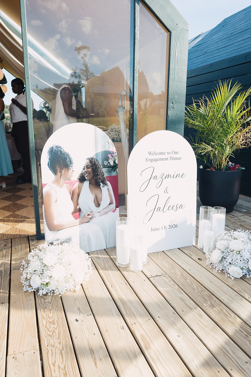 Jazmine and Jaleesa engagement dinner banquet table design in Maryland — Creative Motion Events