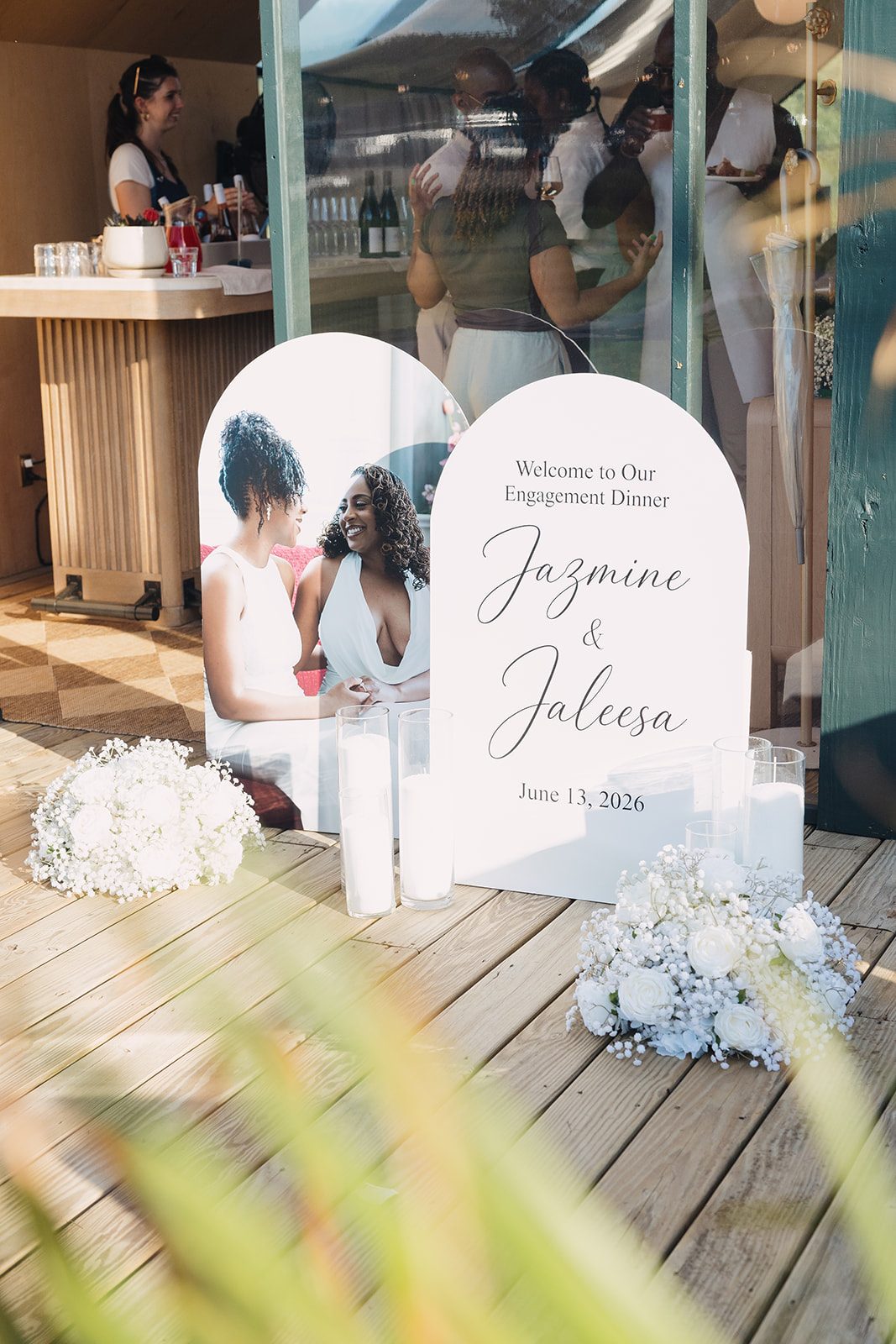 Jazmine and Jaleesa engagement dinner lounge seating vignette in Maryland — Creative Motion Events