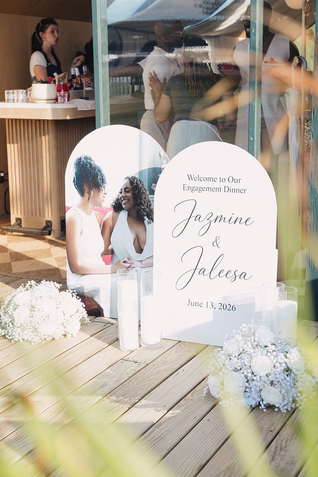 Jazmine and Jaleesa engagement dinner dinner party ambiance in Maryland — Creative Motion Events
