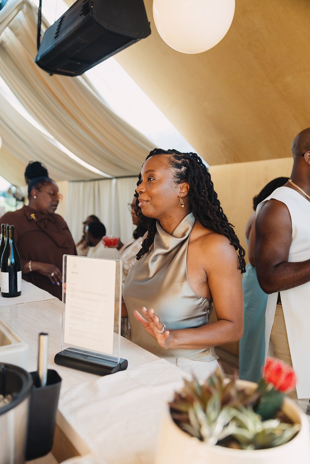 Jazmine and Jaleesa engagement dinner tablescape with florals in Maryland — Creative Motion Events
