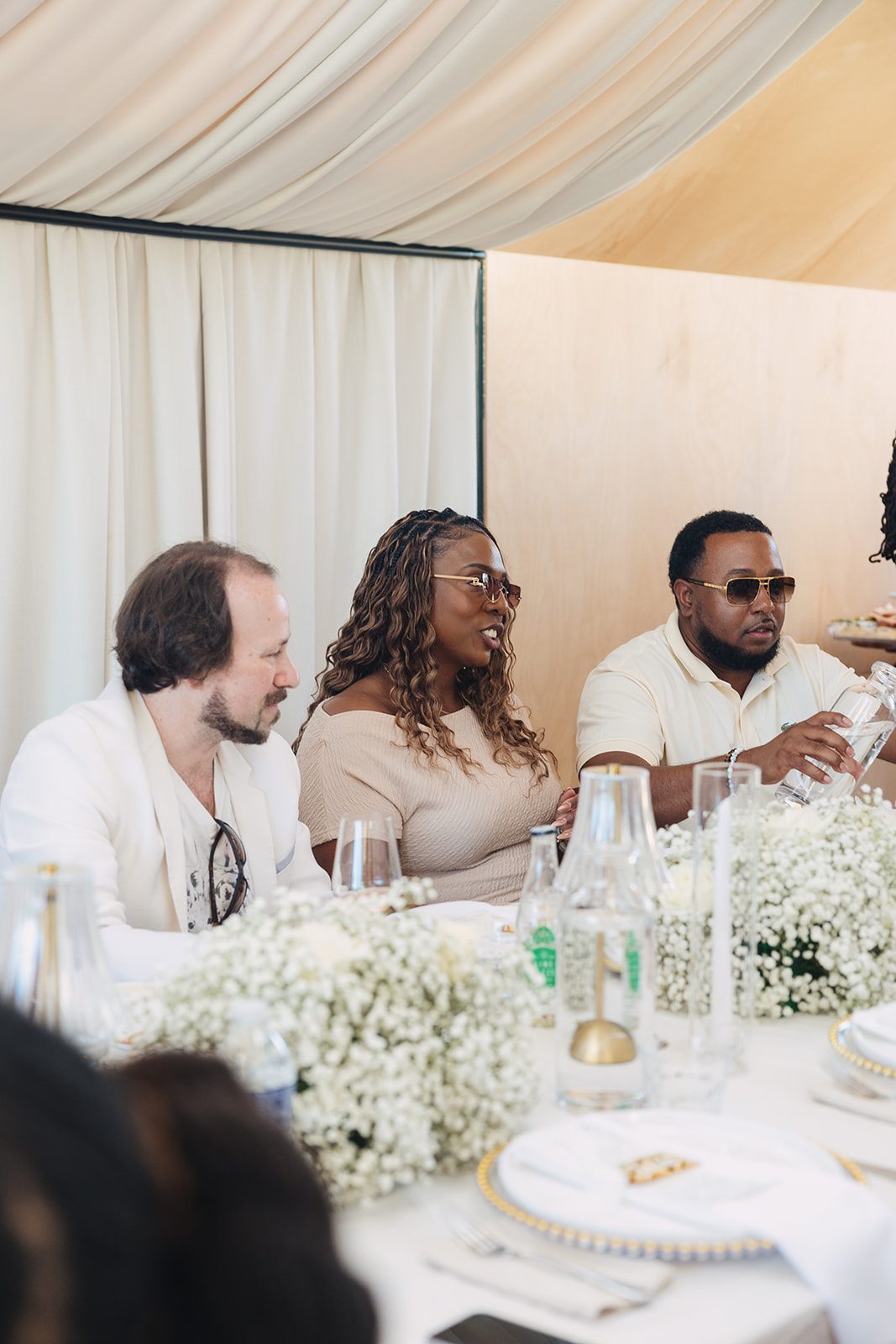 Jazmine and Jaleesa engagement dinner banquet table design in Maryland — Creative Motion Events