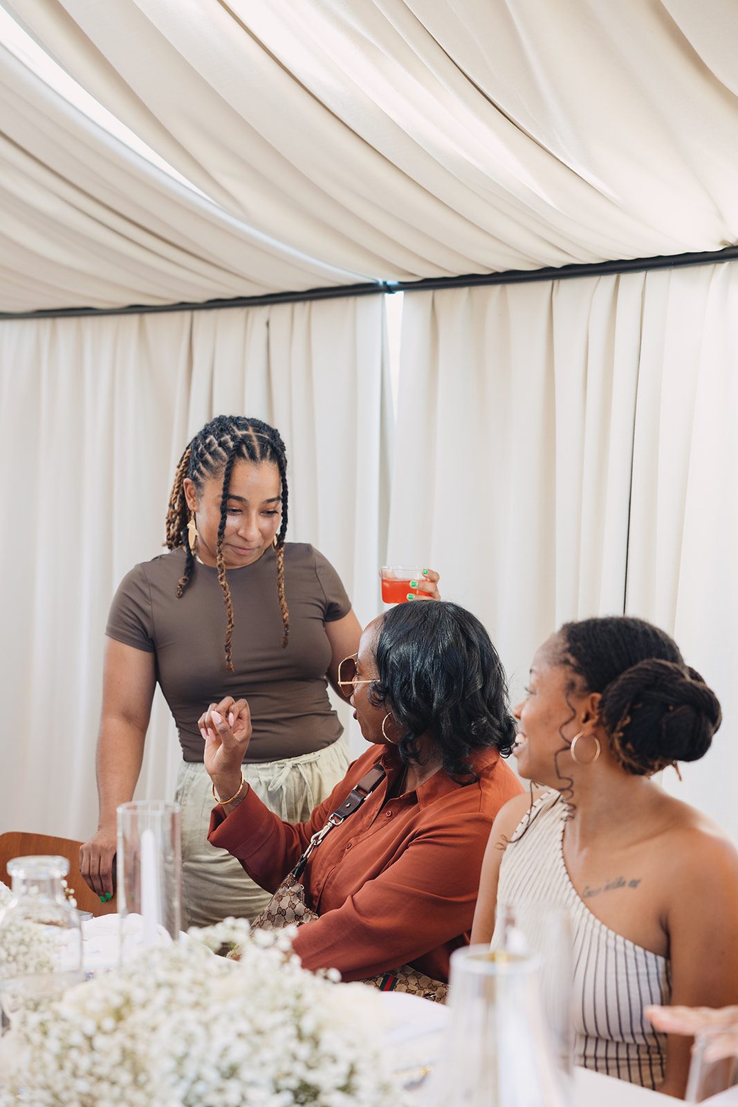 Jazmine and Jaleesa engagement dinner dinner party ambiance in Maryland — Creative Motion Events