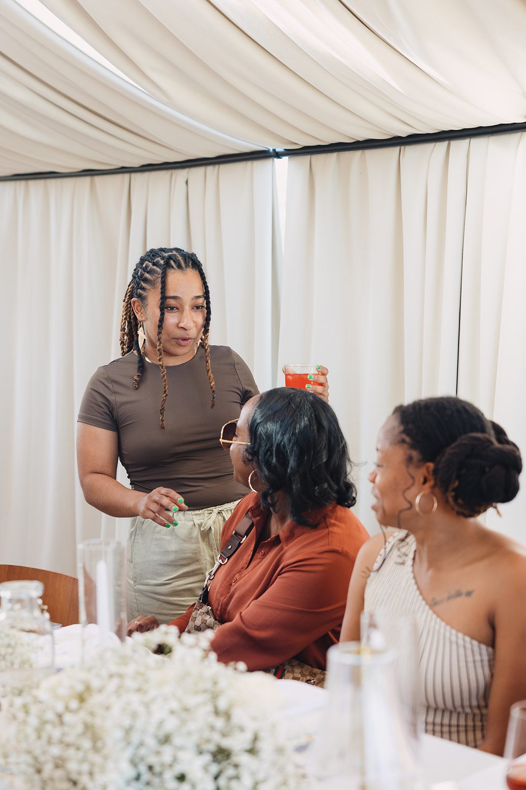 Jazmine and Jaleesa engagement dinner elegant place cards in Maryland — Creative Motion Events