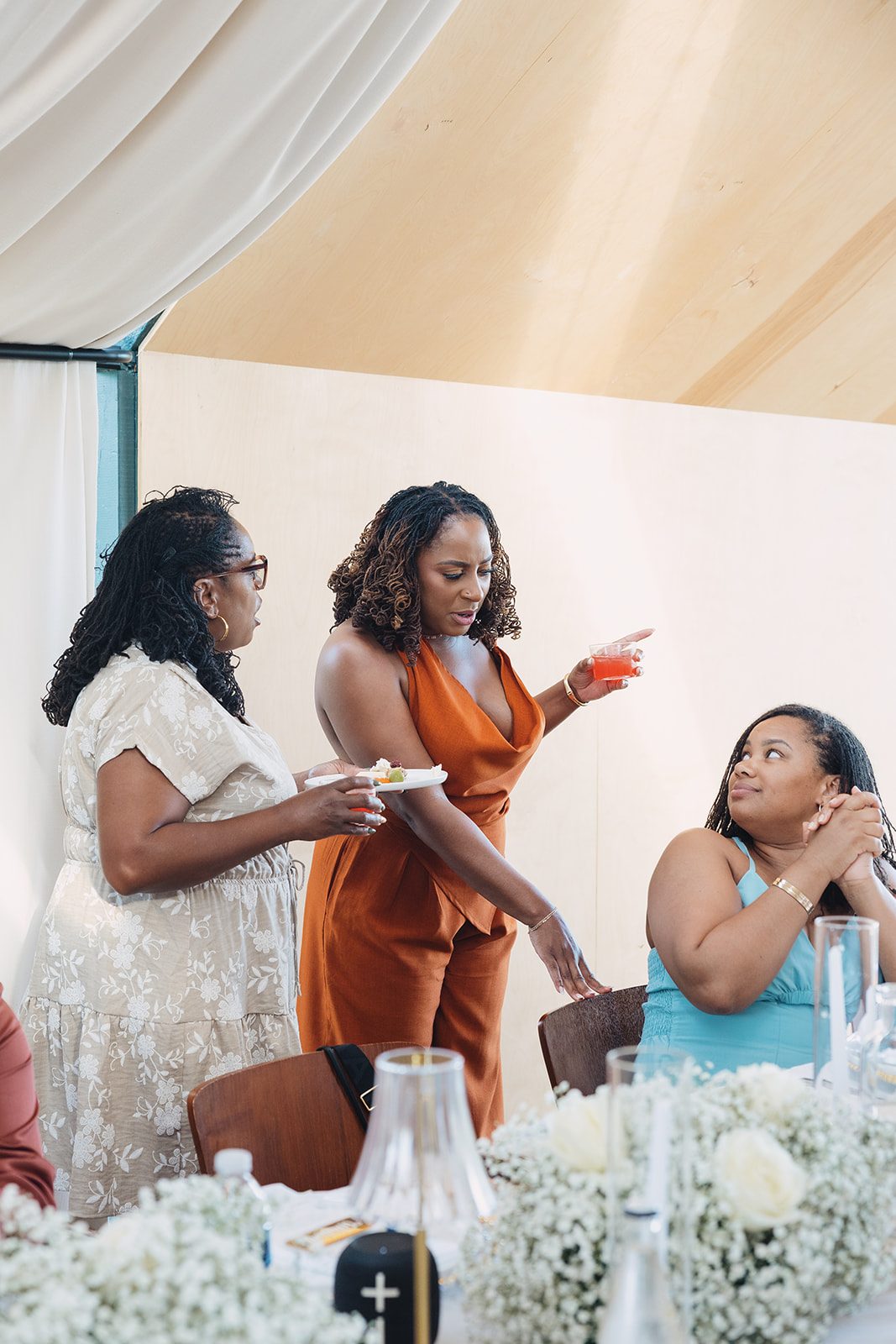 Jazmine and Jaleesa engagement dinner banquet table design in Maryland — Creative Motion Events