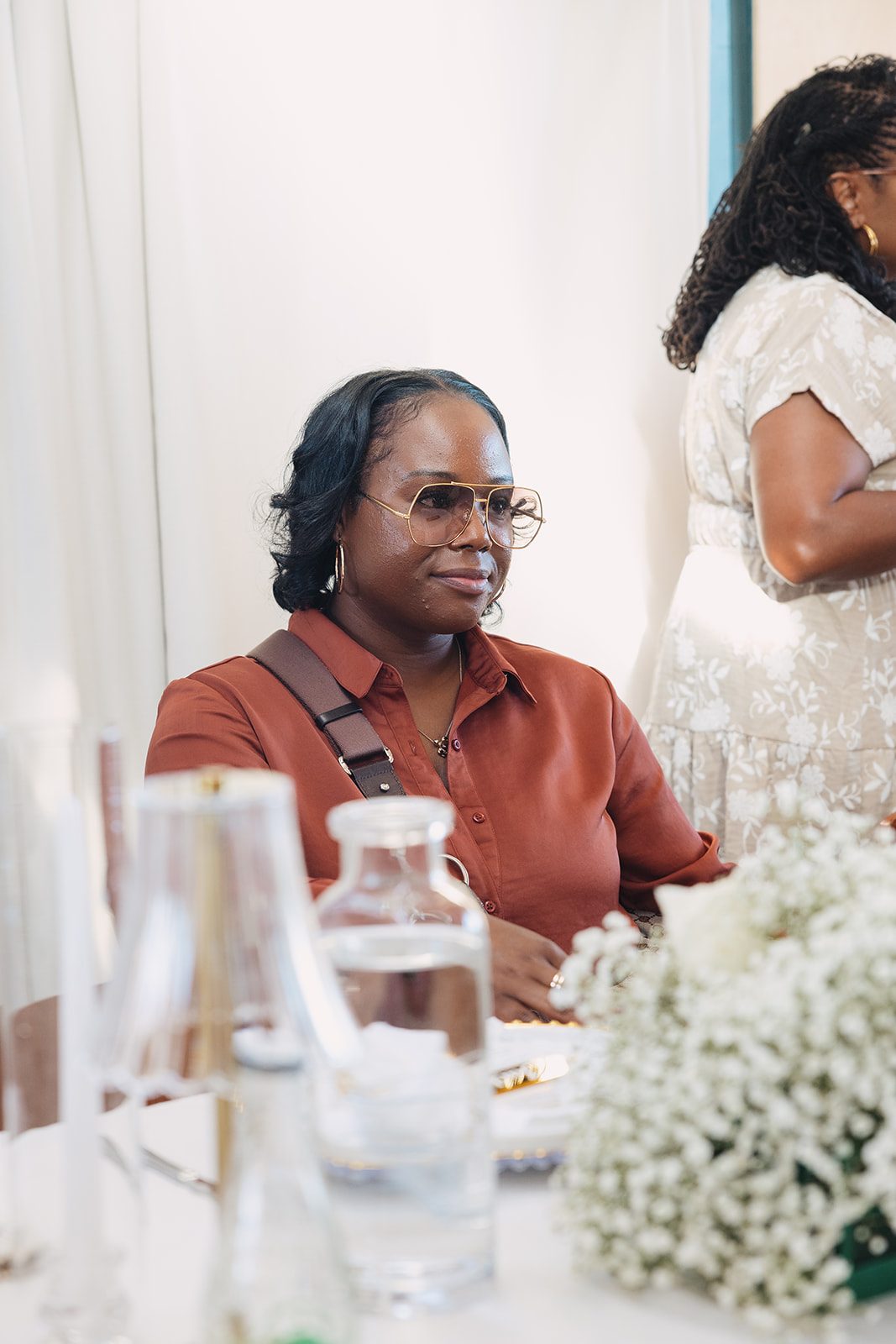 Jazmine and Jaleesa engagement dinner floral centerpiece in Maryland — Creative Motion Events