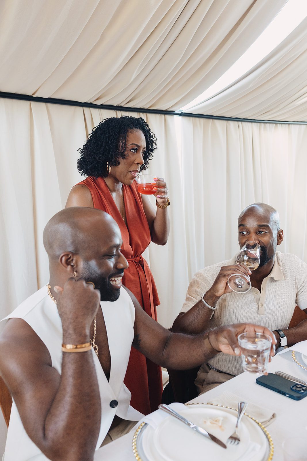 Jazmine and Jaleesa engagement dinner elegant place cards in Maryland — Creative Motion Events