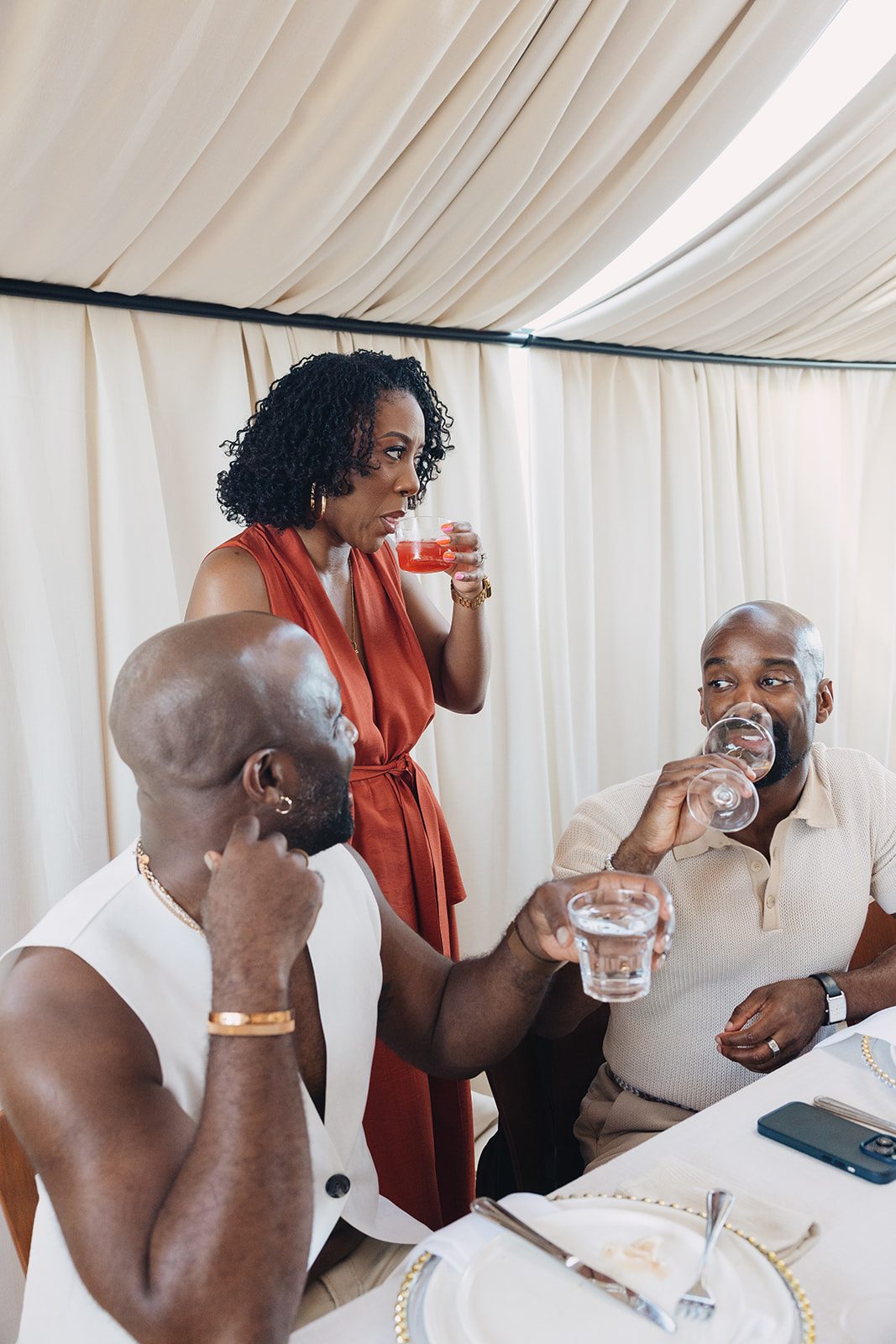 Jazmine and Jaleesa engagement dinner reception styling in Maryland — Creative Motion Events