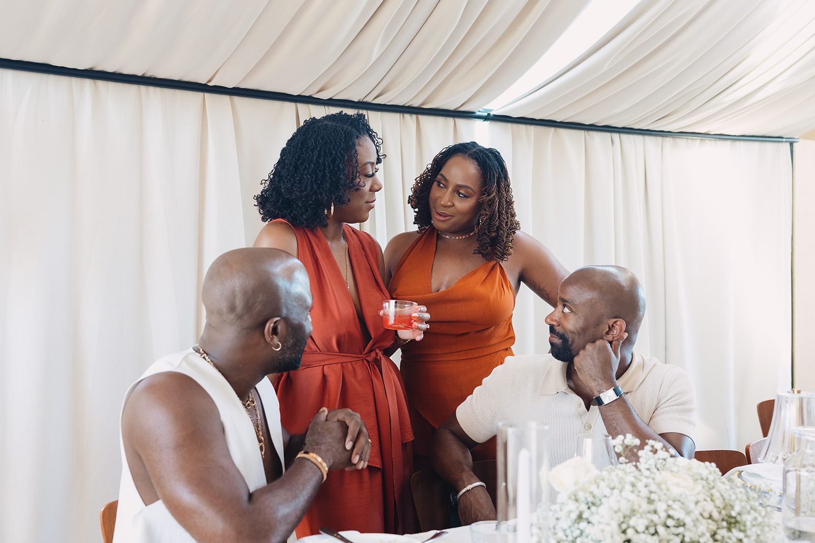 Jazmine and Jaleesa engagement dinner floral centerpiece in Maryland — Creative Motion Events