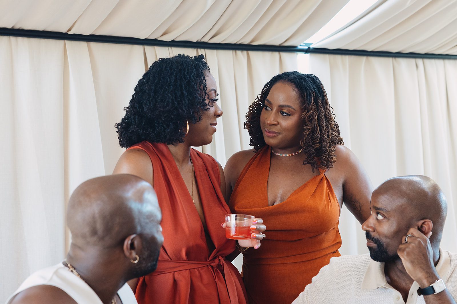 Jazmine and Jaleesa engagement dinner dinner party ambiance in Maryland — Creative Motion Events