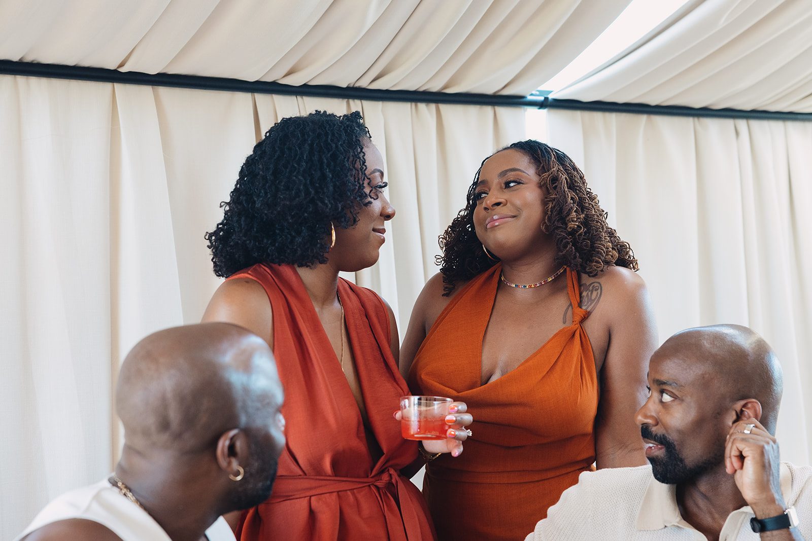 Jazmine and Jaleesa engagement dinner elegant place cards in Maryland — Creative Motion Events