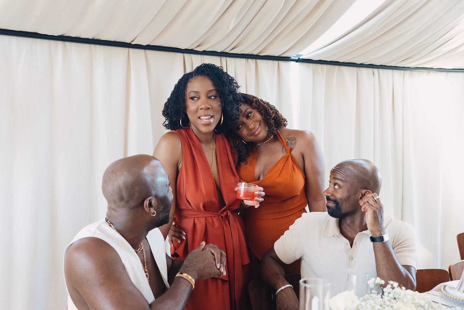 Jazmine and Jaleesa engagement dinner reception styling in Maryland — Creative Motion Events
