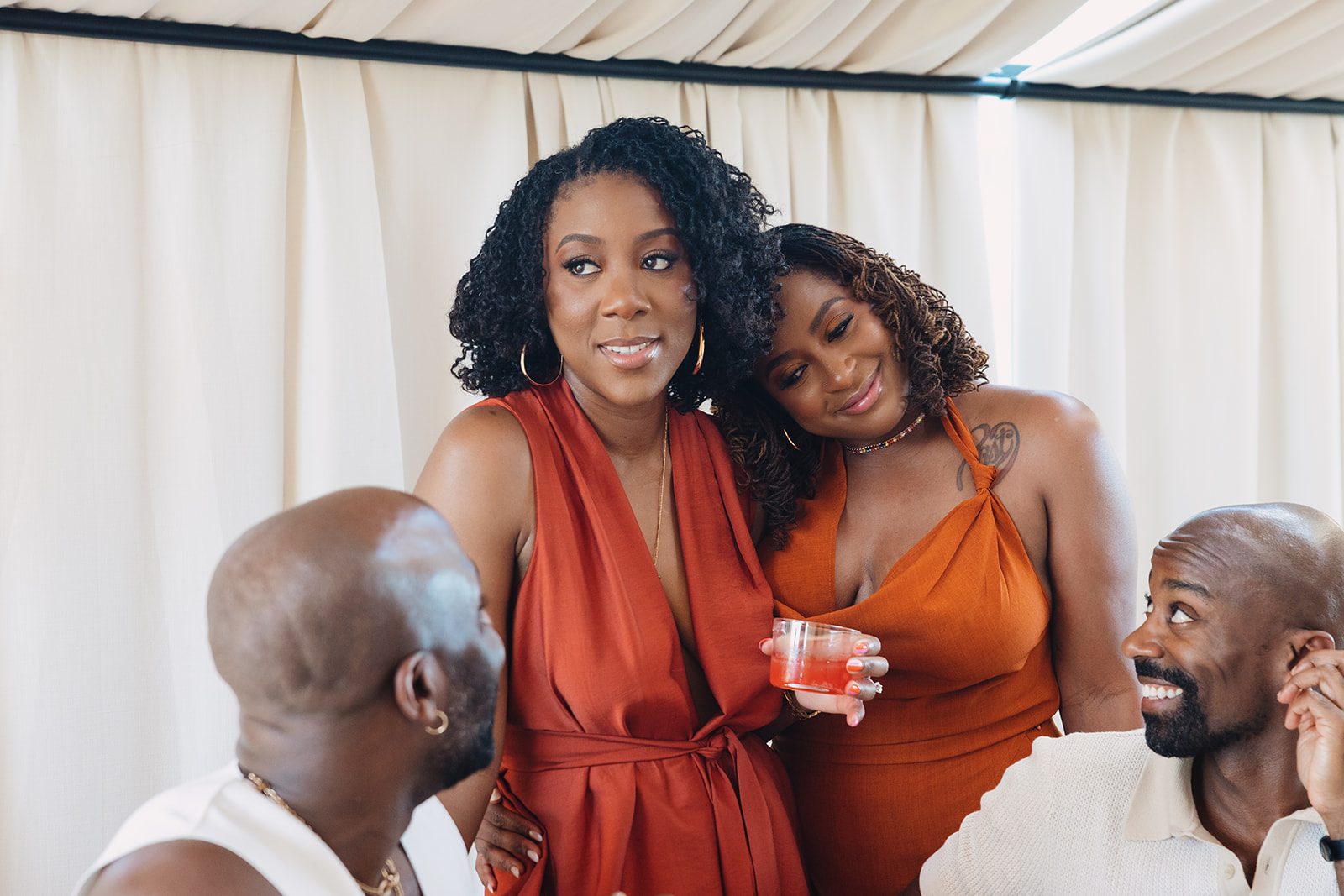 Jazmine and Jaleesa engagement dinner intimate celebration décor in Maryland — Creative Motion Events