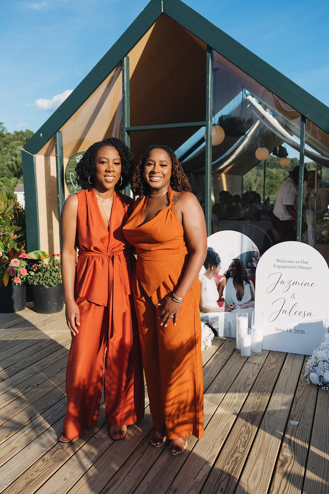 Jazmine and Jaleesa engagement dinner floral centerpiece in Maryland — Creative Motion Events
