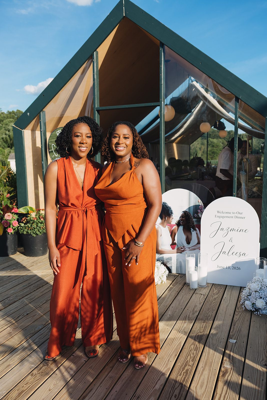 Jazmine and Jaleesa engagement dinner lounge seating vignette in Maryland — Creative Motion Events