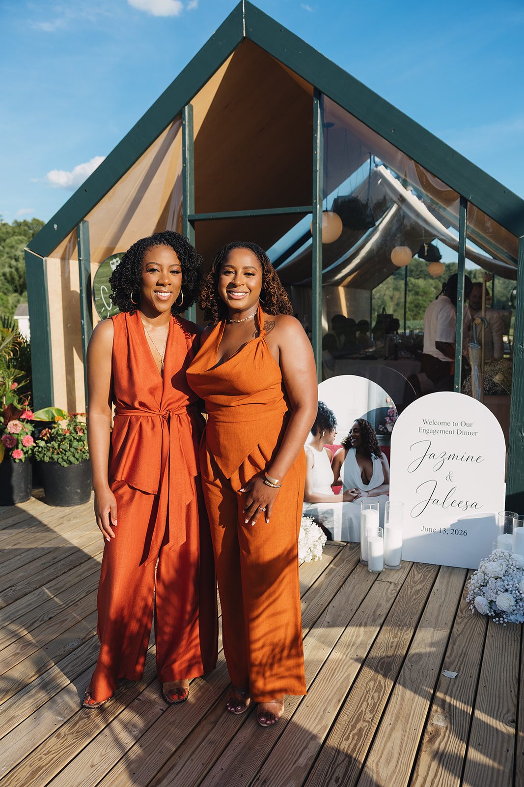 Jazmine and Jaleesa engagement dinner dinner party ambiance in Maryland — Creative Motion Events