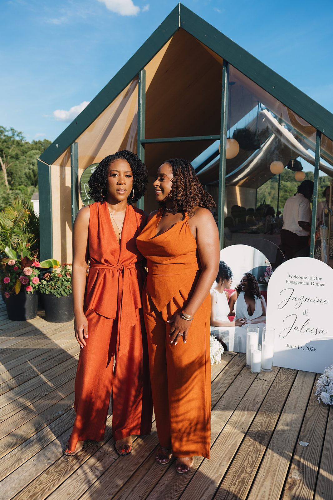 Jazmine and Jaleesa engagement dinner elegant place cards in Maryland — Creative Motion Events