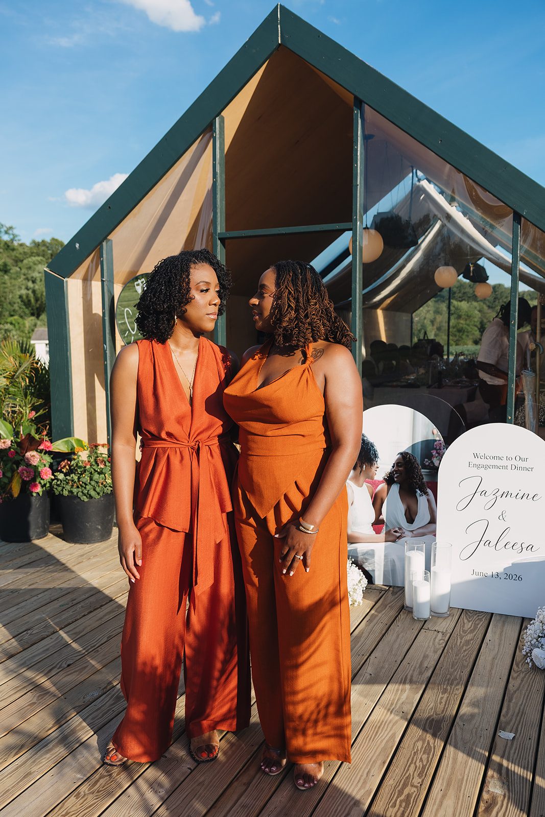 Jazmine and Jaleesa engagement dinner reception styling in Maryland — Creative Motion Events