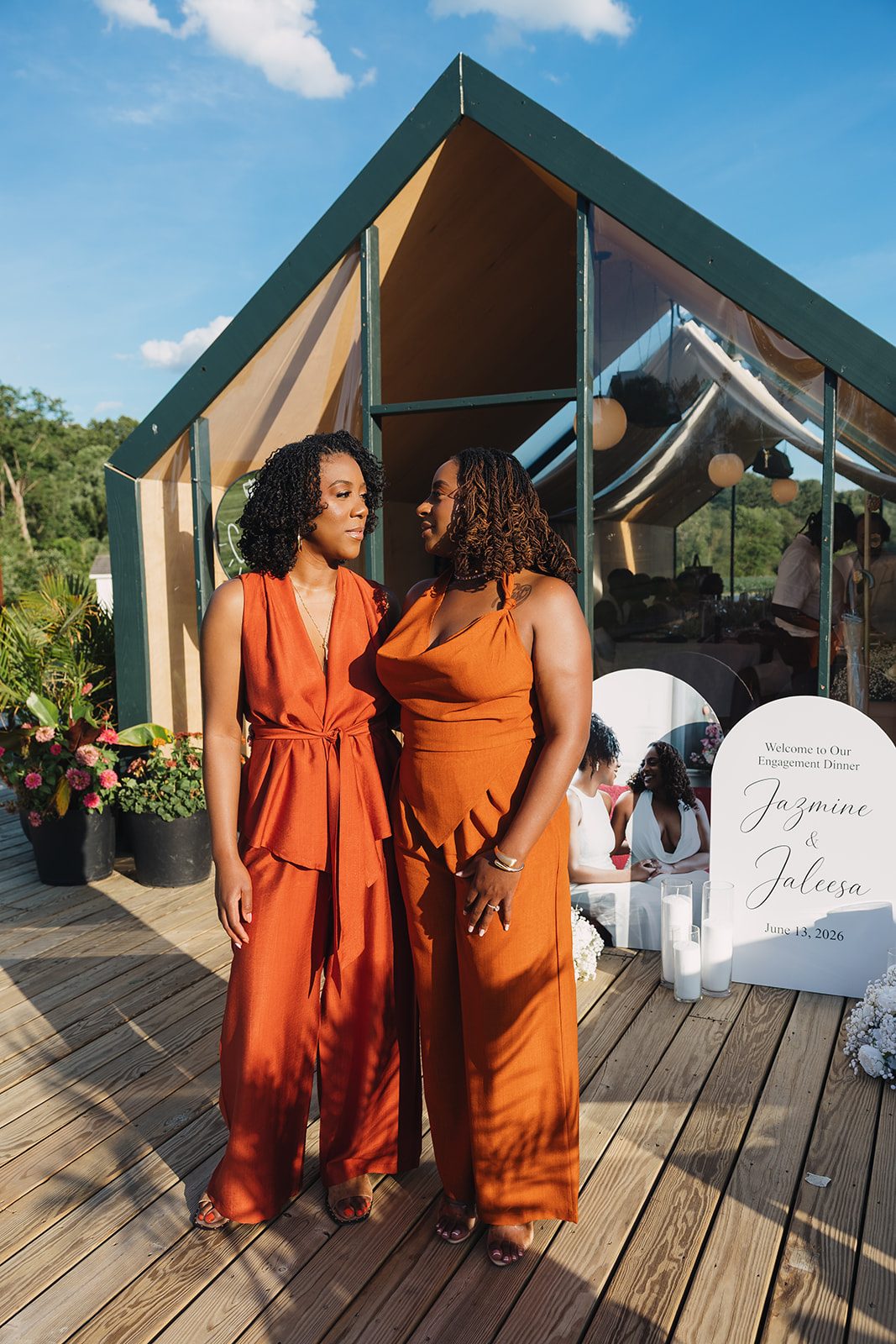 Jazmine and Jaleesa engagement dinner intimate celebration décor in Maryland — Creative Motion Events