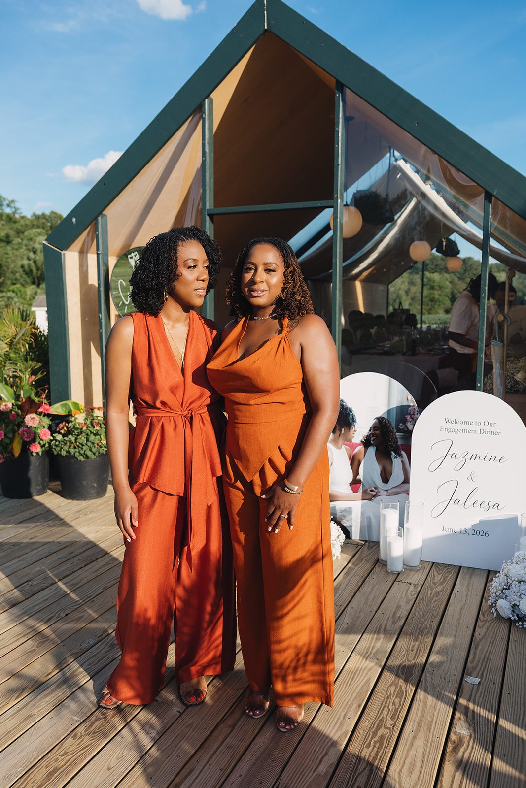 Jazmine and Jaleesa engagement dinner banquet table design in Maryland — Creative Motion Events