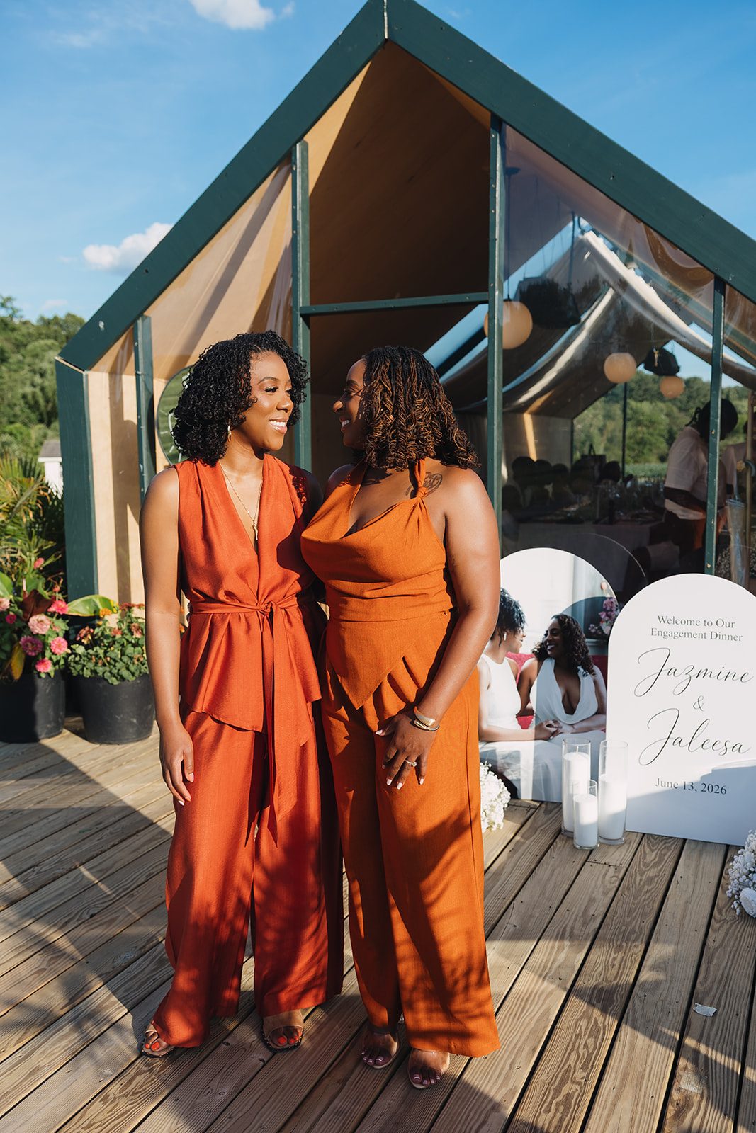 Jazmine and Jaleesa engagement dinner candlelit reception décor in Maryland — Creative Motion Events