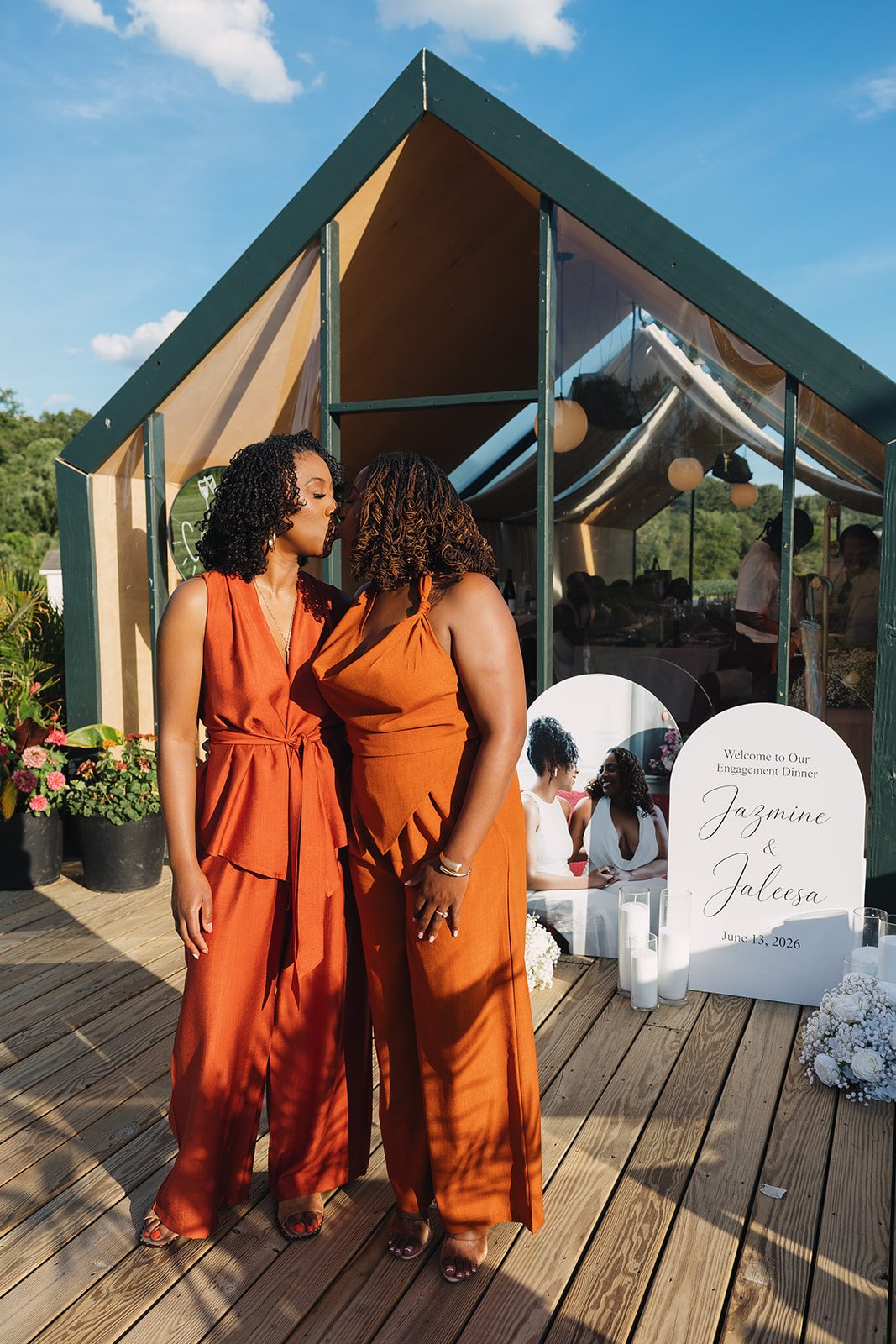Jazmine and Jaleesa engagement dinner dinner party ambiance in Maryland — Creative Motion Events