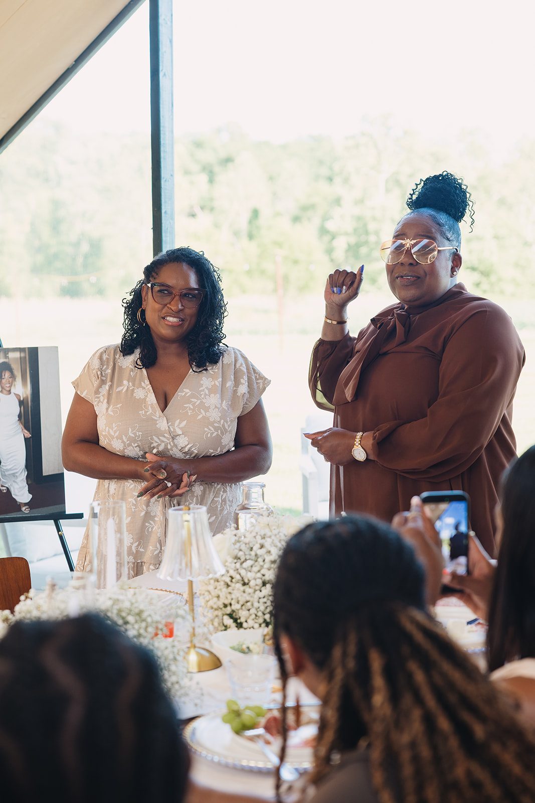 Jazmine and Jaleesa engagement dinner banquet table design in Maryland — Creative Motion Events