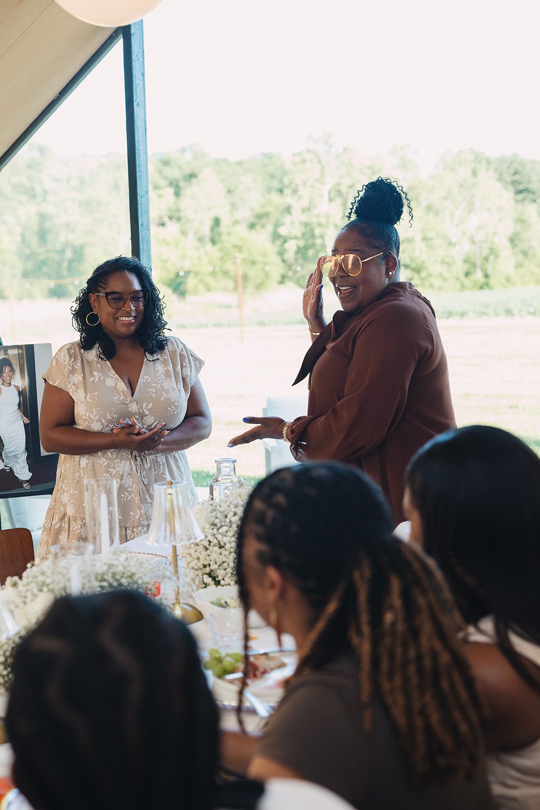 Jazmine and Jaleesa engagement dinner floral centerpiece in Maryland — Creative Motion Events