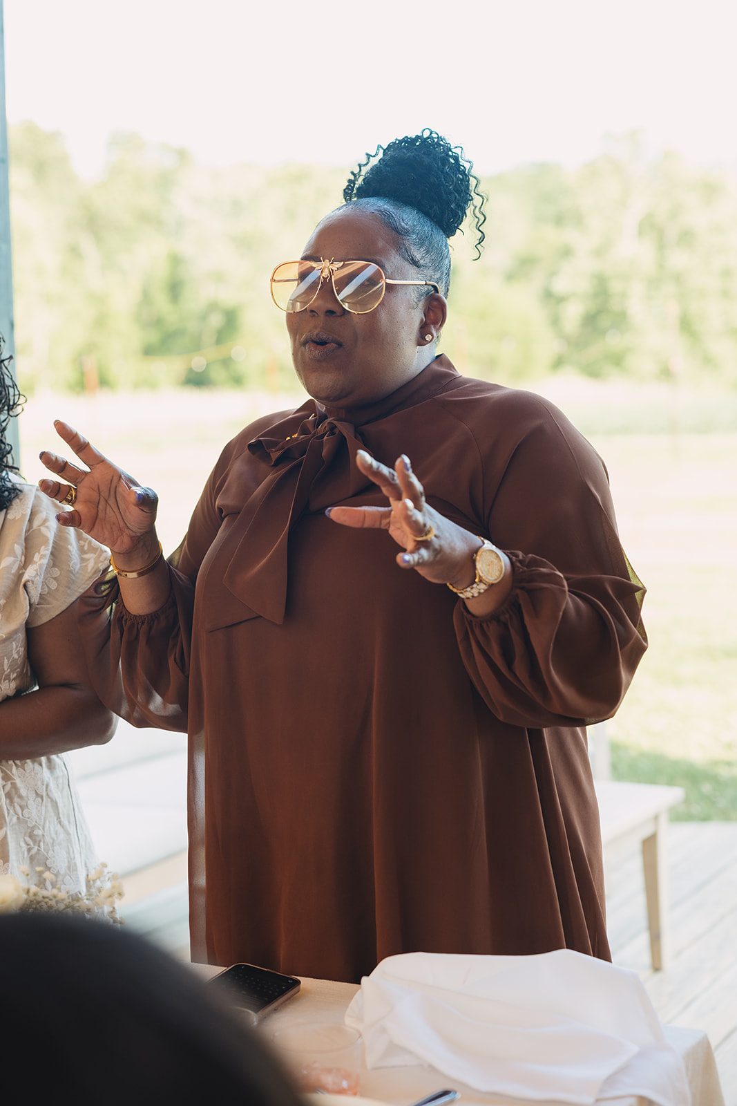 Jazmine and Jaleesa engagement dinner elegant place cards in Maryland — Creative Motion Events