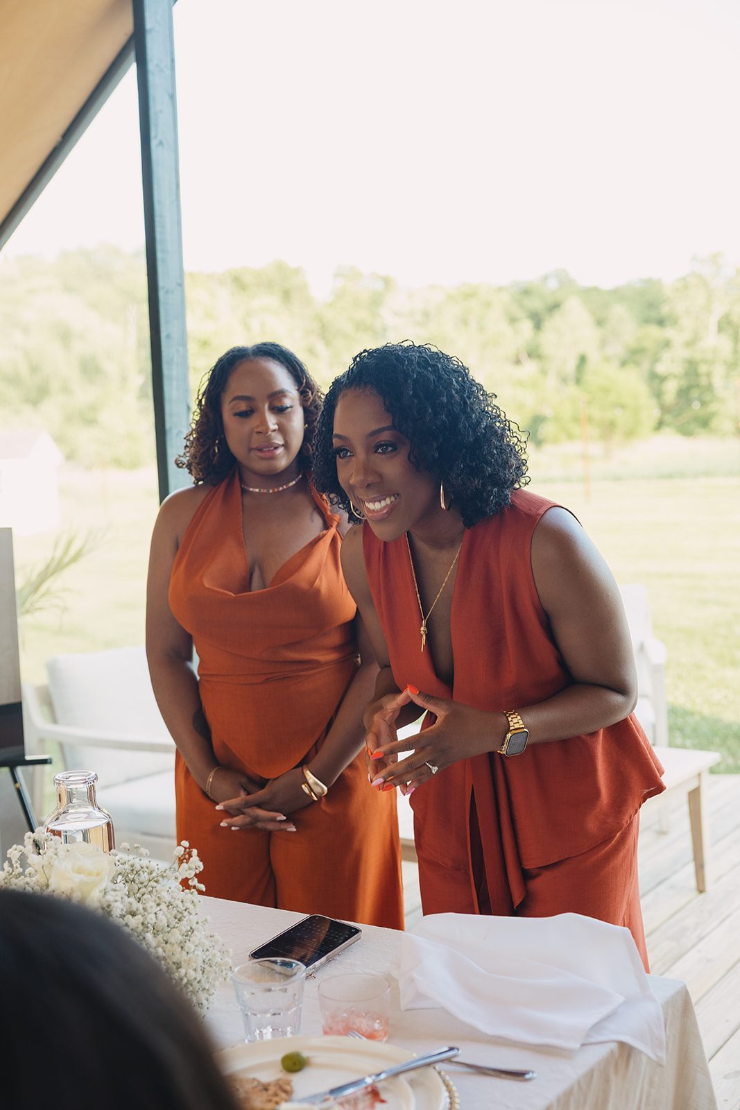 Jazmine and Jaleesa engagement dinner place setting detail in Maryland — Creative Motion Events