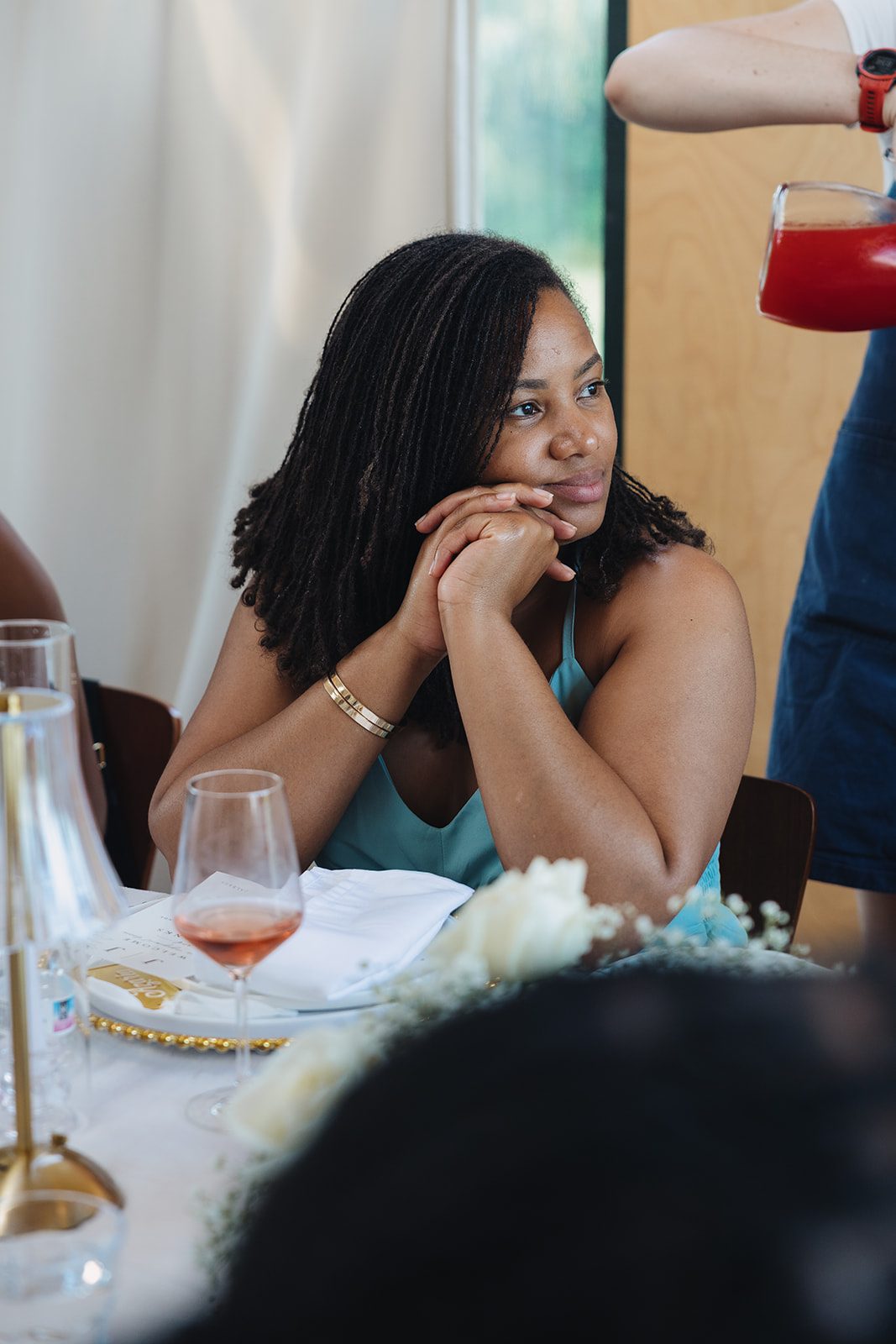 Jazmine and Jaleesa engagement dinner candlelit reception décor in Maryland — Creative Motion Events