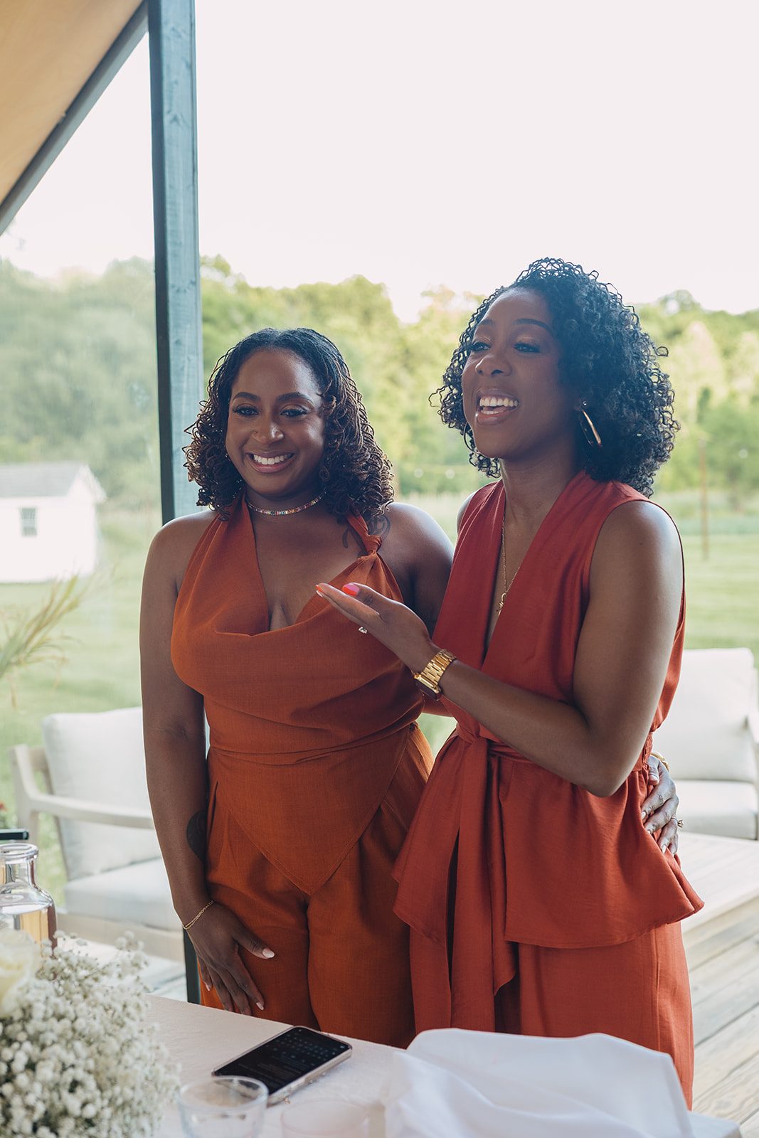 Jazmine and Jaleesa engagement dinner tablescape with florals in Maryland — Creative Motion Events