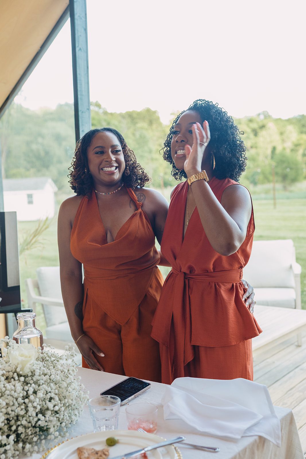 Jazmine and Jaleesa engagement dinner place setting detail in Maryland — Creative Motion Events