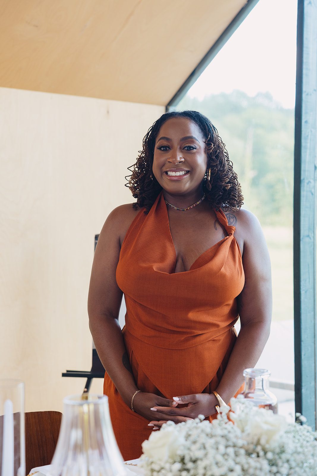 Jazmine and Jaleesa engagement dinner floral centerpiece in Maryland — Creative Motion Events