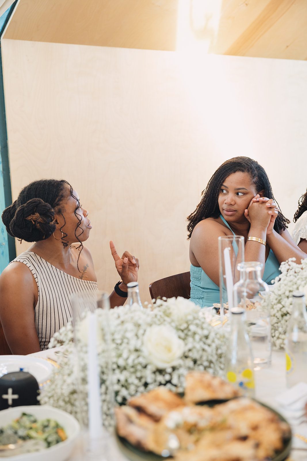 Jazmine and Jaleesa engagement dinner tablescape with florals in Maryland — Creative Motion Events