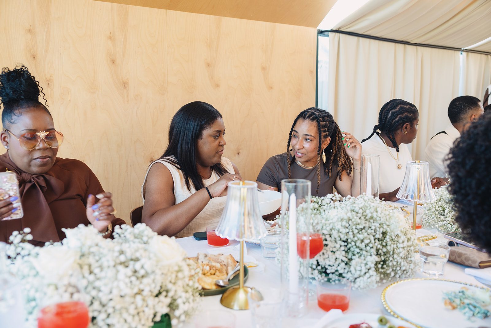 Jazmine and Jaleesa engagement dinner elegant place cards in Maryland — Creative Motion Events