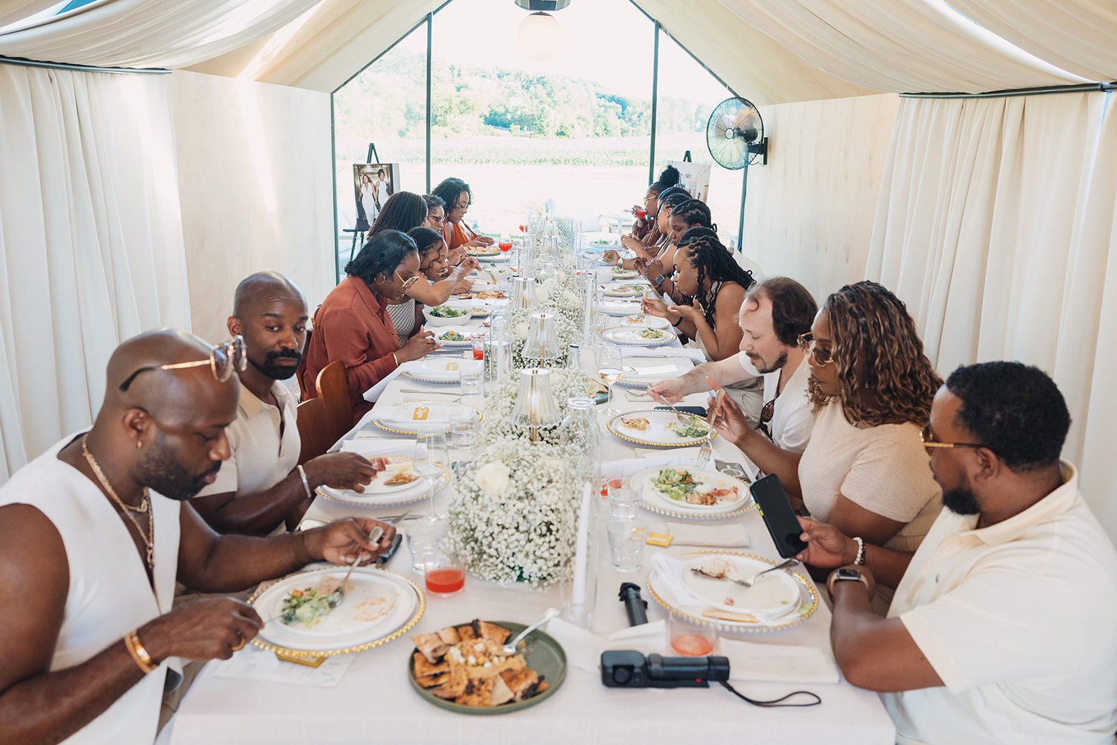 Jazmine and Jaleesa engagement dinner place setting detail in Maryland — Creative Motion Events