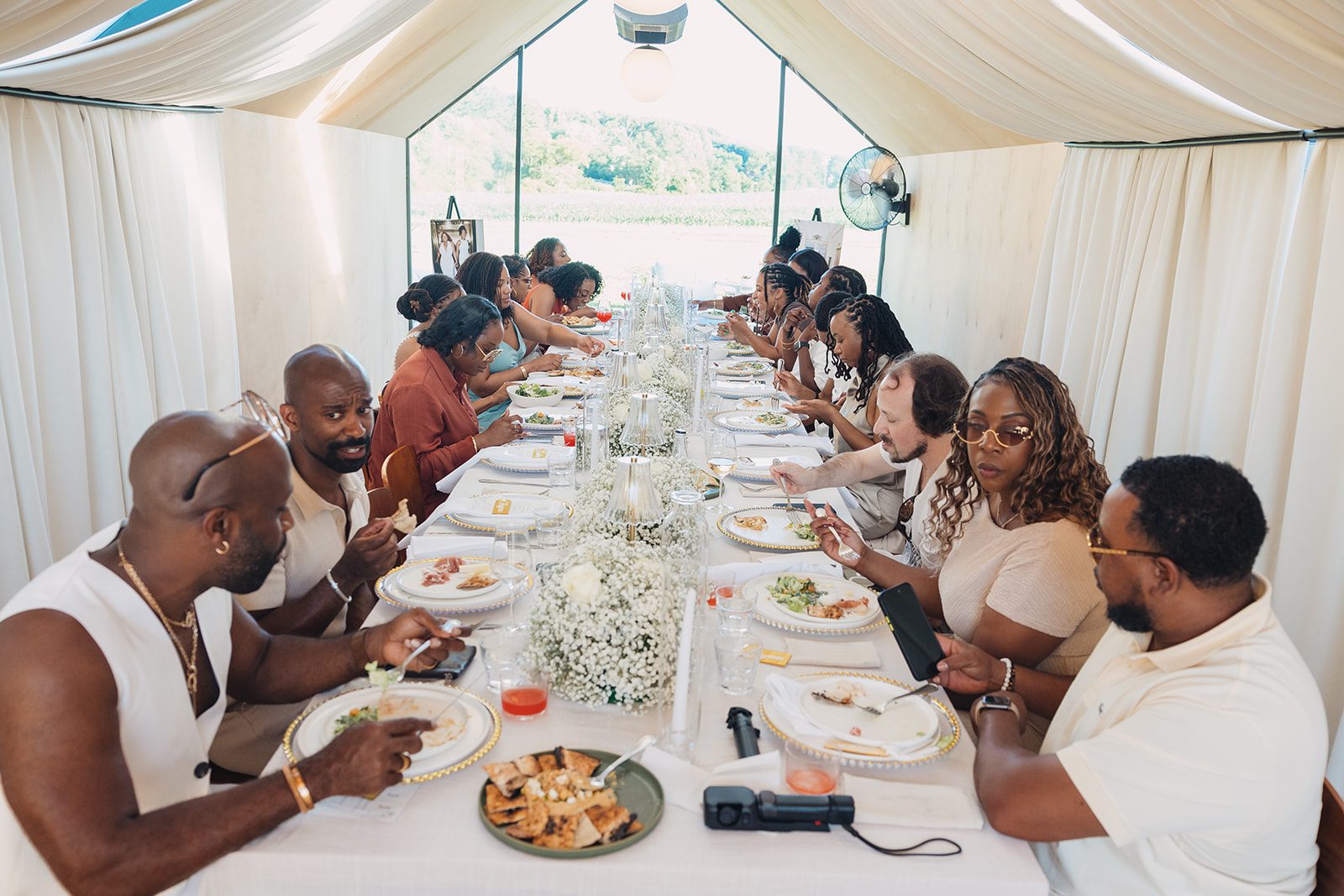 Jazmine and Jaleesa engagement dinner banquet table design in Maryland — Creative Motion Events