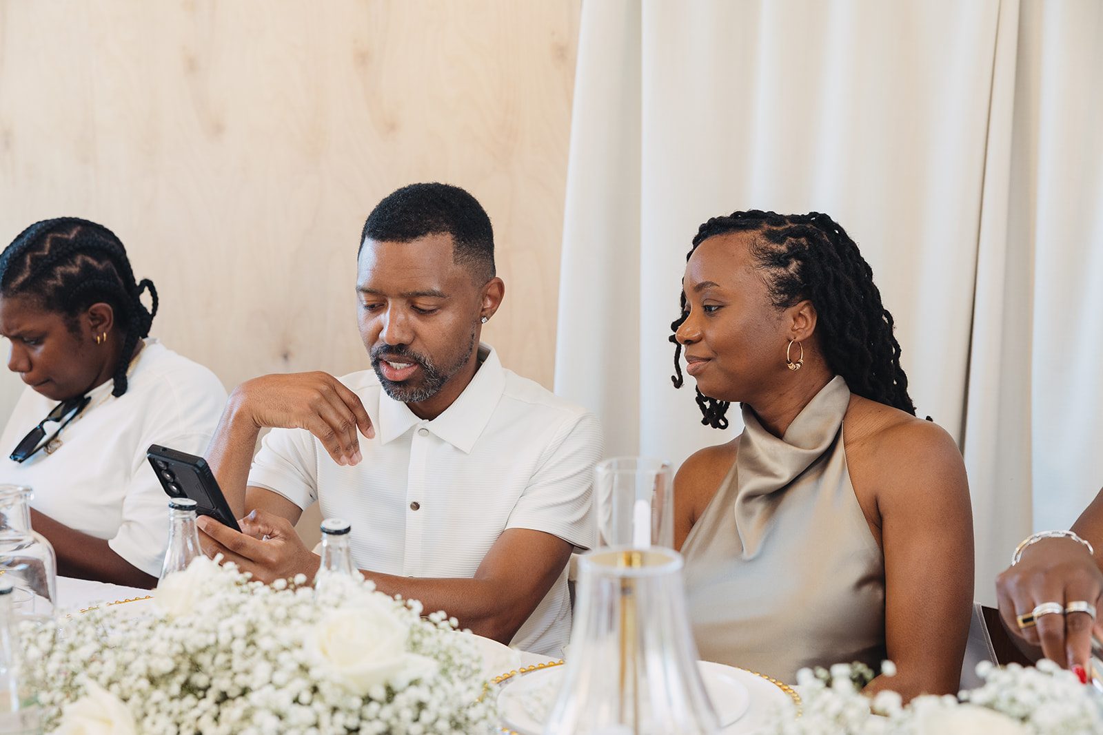 Jazmine and Jaleesa engagement dinner tablescape with florals in Maryland — Creative Motion Events